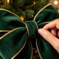 Dark Green Velvet Ribbon with Gold Wire Edge Trim, for Christmas Tree ...