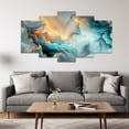 thumbnail image 4 of ZHONGYUTONG Teal Abstract Wall Art 5 Pieces Turquoise Wall Canvas Pictures Prints Modern Abstract Home Wall Decor for Living Room Bedroom Office Framed (8x14inx2pcs 8x18inx2pcs 8x22inx1pcs), 4 of 5