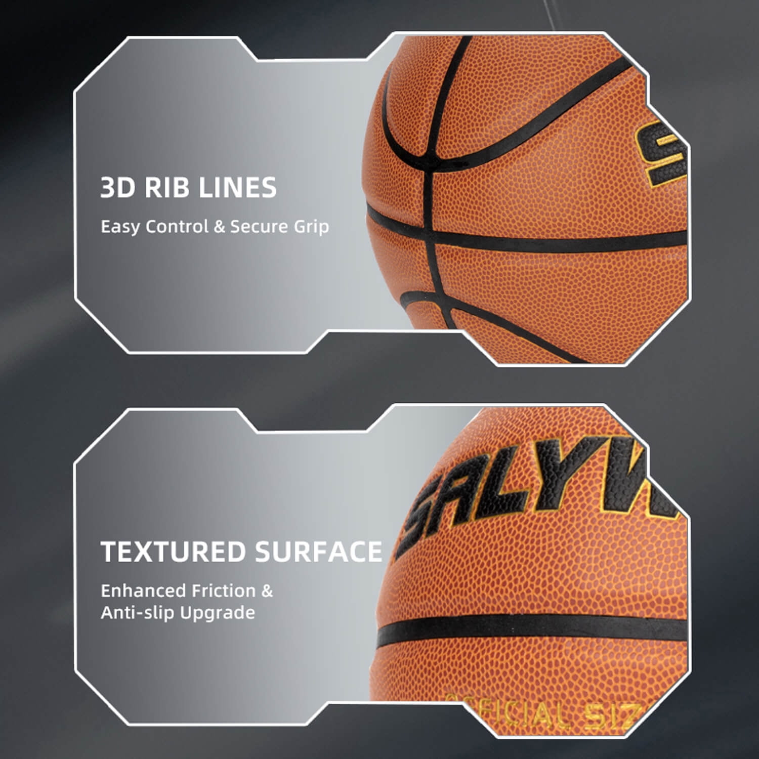 SALYWEE Lightweight Size 7 PU Basketball for Beginners' Play & Training, School Use