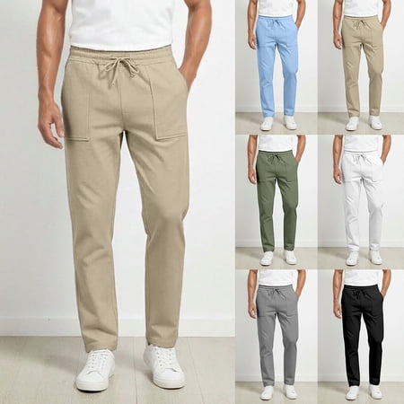 Kcolen Casual Pants for Men Big And Tall Men s Casual Outdoor Workwear Trousers Straight Leg Hiking Cycling Comfort Pants for Daily Use