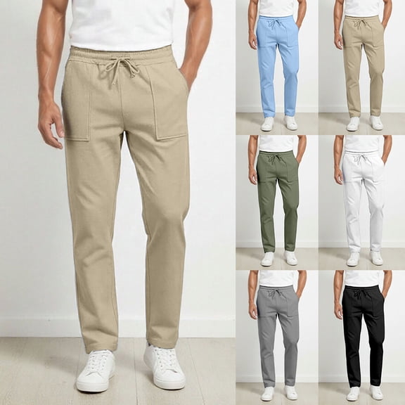 Kcolen Men Casual Pants Regular Fit Men's Casual Outdoor Workwear Trousers Straight Leg Hiking Cycling Comfort Pants for Daily Use