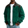 thumbnail image 2 of Bomber Jacket Men Zip Up Lightweight Corduroy Jackets Casual Stylish Fall Winter Coats Windbreaker Clothing with Pockets Army Green M, 2 of 4