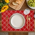thumbnail image 4 of Red White Stripes Placemats Set of 4, Simple Geometric Modern Monochrome Placemats for Dining Table, Place Mats for Kitchen Tabletop, Waterproof Wipeable Dining Table Mats Set, 4 of 9