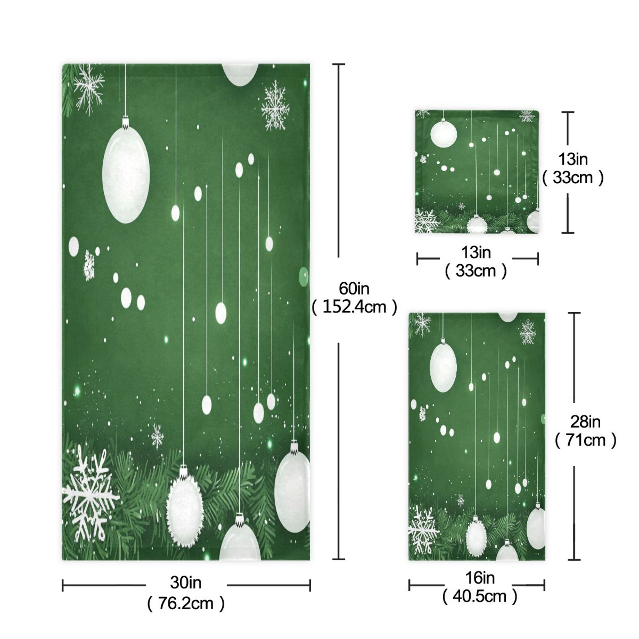 3 Piece Bath Towels Set Bath Towel, Hand Towel and Face Towel for Bathroom, Gym, Hotel White Christmas Ornaments