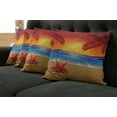 thumbnail image 5 of Ambesonne Summer Throw Pillow Cover 4 Pack, Cartoon Ocean Beach Palm, 20", Red Yellow Blue, 5 of 5