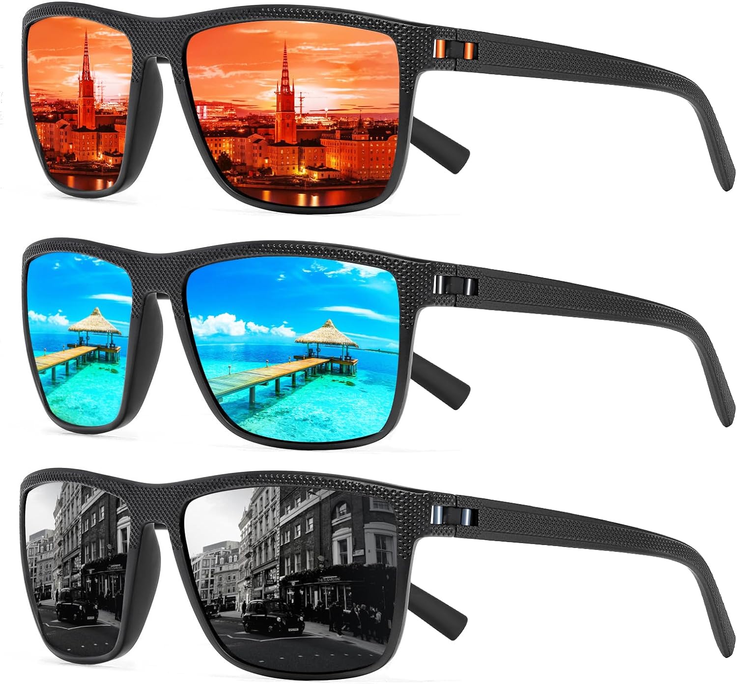 Polarized Square Sunglasses with Plastic Frame for Driving and Travel BARCUR Polarized Square Frame Sunglasses for Men and Women  main image 4