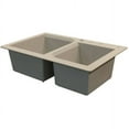 thumbnail image 2 of Transolid Radius 33in x 22in silQ Granite Drop-in Double Bowl Kitchen Sink with 3 ABC Faucet Holes, In Cafe Latte, 2 of 4