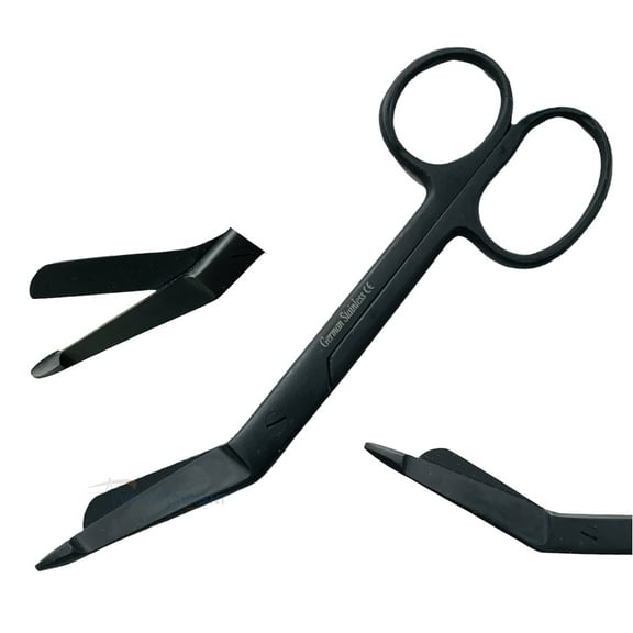 VR Instrument Supply Lister Bandage Scissors 5.5-Inch All Black One Large Ring Stainless Steel Shears Cut Through Bandages, Dressing, Tape, Gauze, Clothing