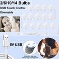 thumbnail image 4 of RisingPro 2/6/10/14PCS LED Lights Kit with USB Lighting Fixture Strip Touch Control Dimmable Light Bulbs for Makeup Vanity Table Set in Dressing Room Home Decoration, 4 of 7