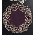 thumbnail image 2 of Gold Lace Plum Doilies Set of 4 - Round Placemats European Embroidery for Fall Autumn Thanksgiving Season Dining Table Home Decor Wedding - 15 inches - The Granada Collection, 2 of 7