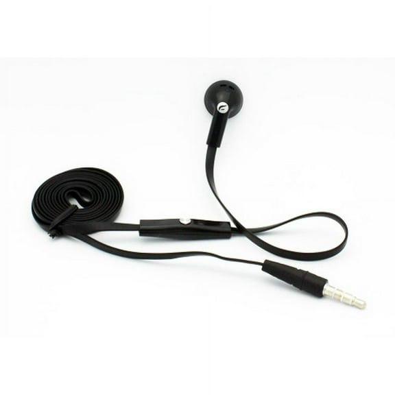 Single Earbud Wired Earphone Mono Headset for LG Stylo 5 - [3.5mm Headphone Flat Black]