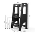 thumbnail image 4 of Kitchen Helper Stools for Kids, Adjustable Height Learning Helper Tower for Toddler with Handle, Wooden Step Stool for Kitchen, Bathroom, Bedroom (Black), 4 of 5