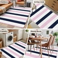 thumbnail image 6 of Pink Navy Blue Striped Large Area Rugs for Bedroom Living Room, Soft Non Slip Carpet Bedside Rug, Farmhouse Stripe Art Rectangular Floor Cover Kitchen Accent Rug 2.7'x5' for Dining Room/Office, 6 of 9