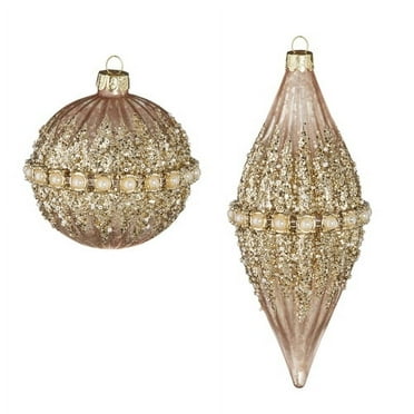 Raz Imports Glass Beaded Ornament Set of 2