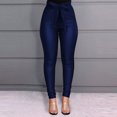 thumbnail image 2 of Pantalones Largos de Cuero Adelgazantes Informales Sólidos Con Bolsillo de Cintura Alta A La Moda Para Mujer Con Cinturón Odeerbi ODB-6, 2 of 9