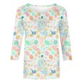 thumbnail image 4 of TSADFHJI Hauts pour Femmes Élégants TG Mode Dames Imprimé Saint-Patrick Décontracté Manches 3/4 Col Rond T-Shirt Haut S, 4 of 5