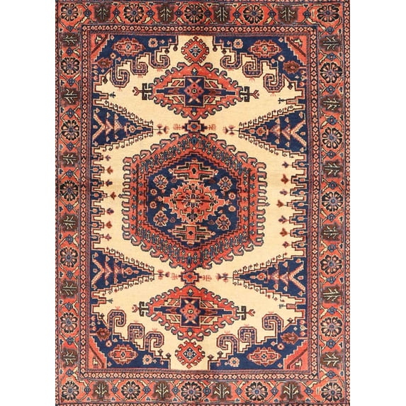 Ahgly Company Indoor Rectangle Traditional Tangerine Pink Persian Area Rugs, 7' x 9'