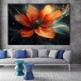 thumbnail image 2 of Mudket Framed Canvas Wall Art Ready to Hang, Orange Red Flower Print, Abstract Floral Wall Decor Canvas Artwork for Bedroom Living Room Office, Warm Tone Botanical Pictures - 12"L x 8"W, 2 of 10