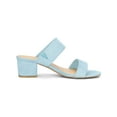 thumbnail image 3 of Women's Dual Straps Mid Chunky Heel Slide Sandals Sky Blue 5.5, 3 of 8