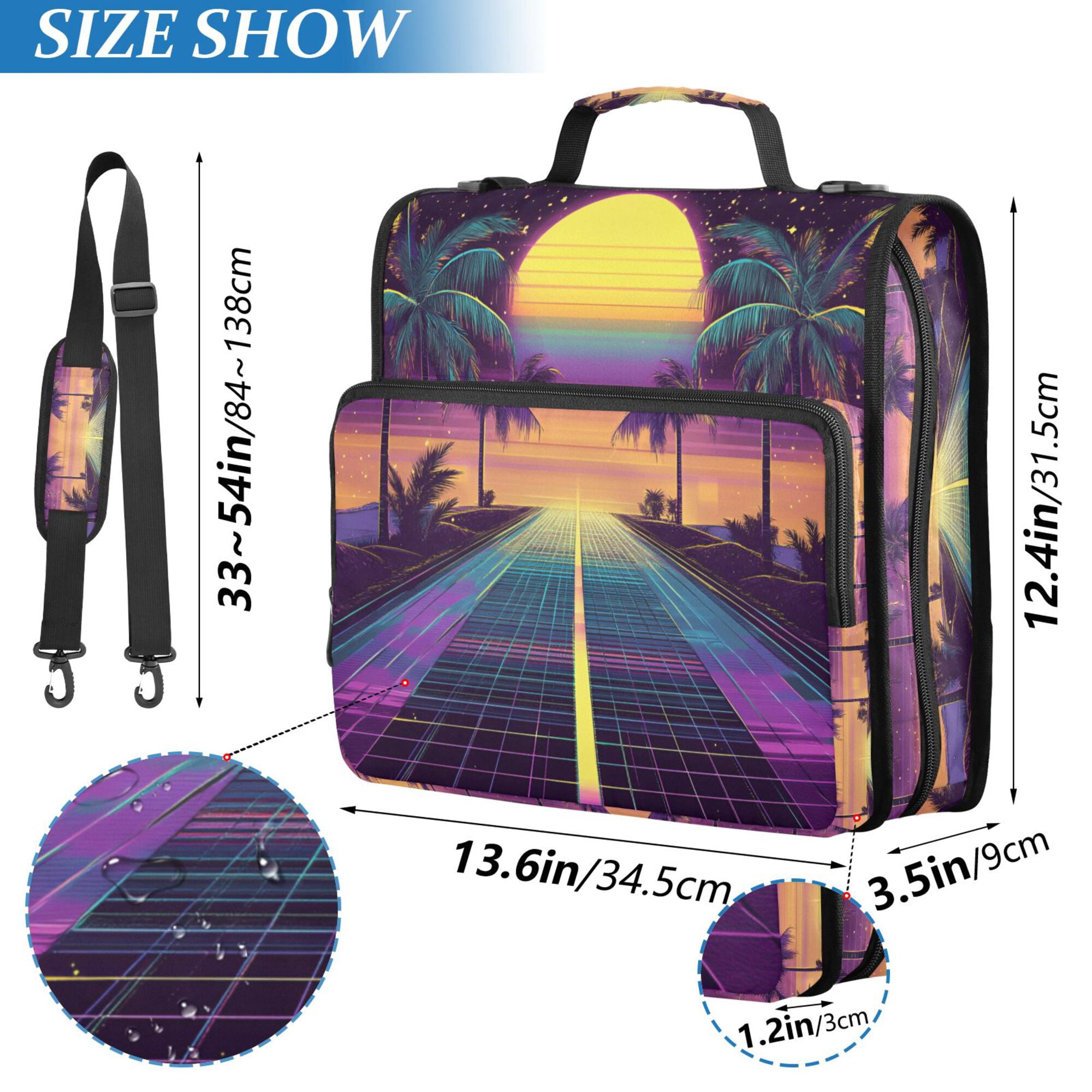 FORMRS Zipper Binder with Shoulder Strap 2-inch Ring 500 Sheet Capacity File Bag, Neon Road