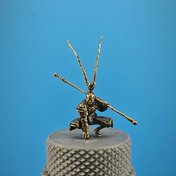 Brass Sun Wukong Sculpture Aquarium Rock Decor Handcrafted Figurine Fish Tank Ornament Cultural Collectible