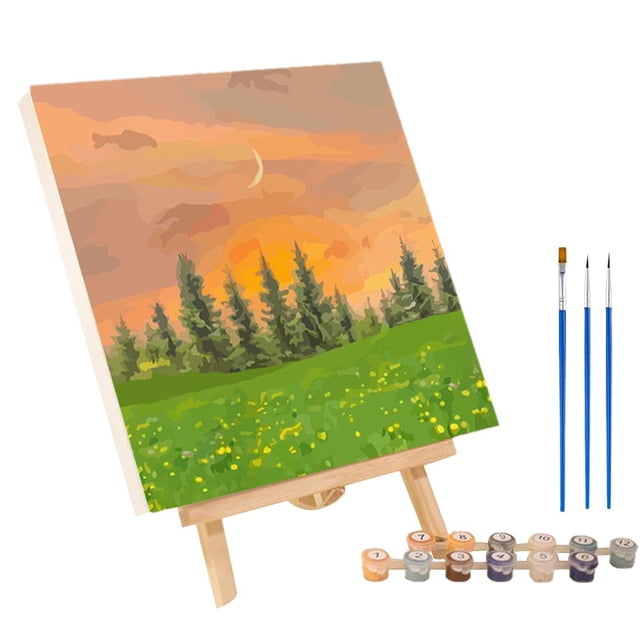 ZXCVWWE Frame by Numbers Kits Abstract Sunset Landscape Modern Drawing Coloring Decor Acrylic Paint by Numbers for Home