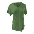 thumbnail image 4 of Fashion Clothing Women's V Neck Solid Color Short Sleeve Loose Layering Long Sleeve Shirts for Women Turtle Neck Long Shirt Women Workout Shirts Loose Short Casual Womens Green S, 4 of 4