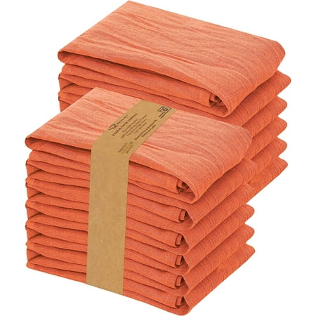 

RUVANTI 12 Pack Flour Sack Towels 28x28 inch 100% Ring Spun Cotton Tea Towels Machine Washable. Highly Absorbent Perfect for Dish Drying Cleaning -Orange