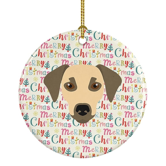 Sato Dog Merry Christmas Ceramic Ornament 2.8 in x 2.8 in