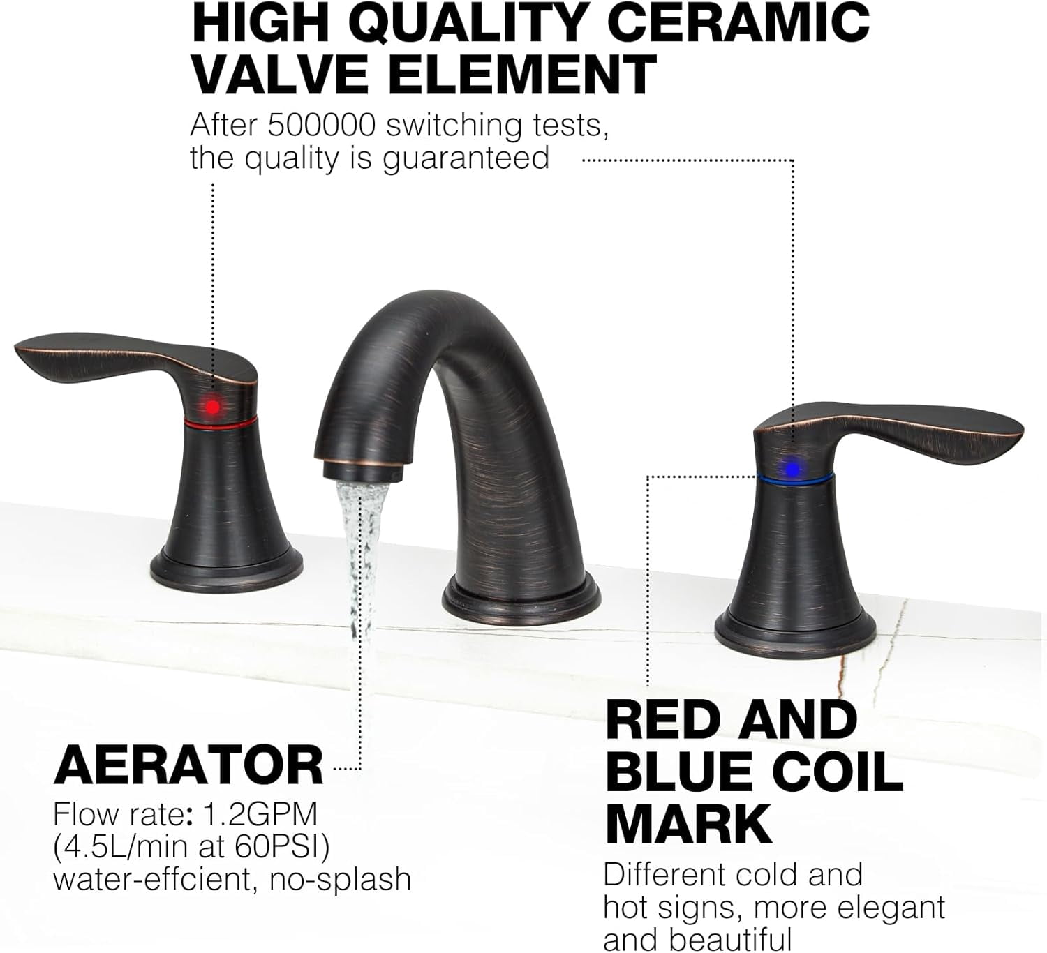 Accreate 8 Inch Bathroom Faucets for Sink 3 Hole with Pop up Drain and cUPC Lead-Free Hose