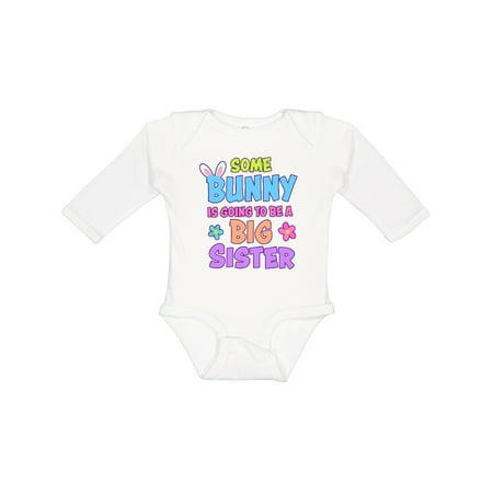 

Inktastic Some Bunny is Going to Be a Big Sister with Bunny Ears and Flowers Girls Long Sleeve Baby Bodysuit