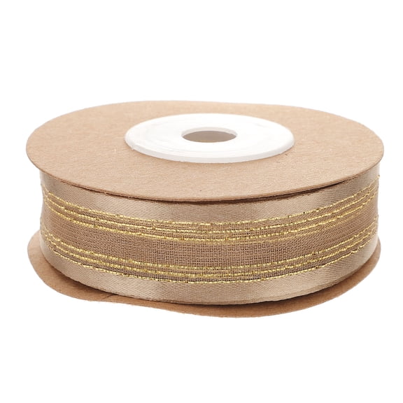 OUNONA Golden Double-Sided Satin and Transparent Organza Ribbon Wedding Flower Packaging 1 Piece