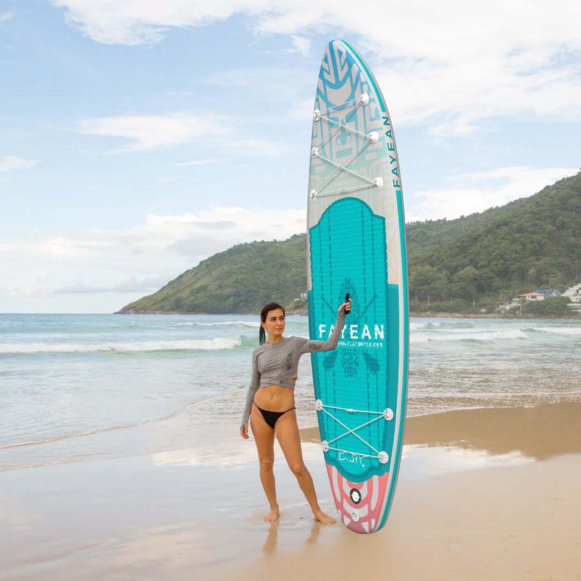 Inflatable Stand Up Paddle Board 10.5’/11’×33”×6” Non-Slip Deck, Complete SUP Accessories for All Skill Levels, Wide Seat & Safety Leash, 3 Fins, Adjustable Paddle, Pump & Backpack