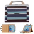 thumbnail image 1 of iPad 10.2 inch 2019 Handbag Case 7th Generation, Dteck Smart Multi-Angle Stand Magnetic PU Leather Bag Folio Cover with Handle Document Pocket Hand Strap Pencil [Auto Wake/Sleep], Blue Strip, 1 of 3