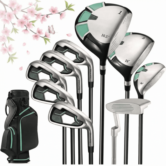 Naipo Golf Club Set 9 Piece Complete Golf Set for Right Handed with Stand Bag and 3 Bonus Head Covers