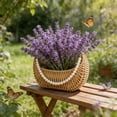 thumbnail image 6 of 1Pcs Rattan Flower Girl Basket with Pearl Handle, Small Half Moon Wicker Basket for Wedding Flower Girl Picnic Garden Storage and Home Decor (Beige), 6 of 9