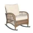 thumbnail image 2 of MEETWARM Outdoor Wicker Rocking Chair, Rattan Patio Rocker Chairs with Cushions and Steel Frame - Beige, 2 of 8