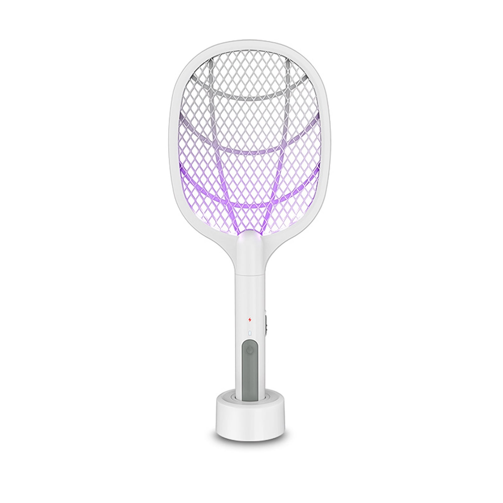 2 in 1 Handheld Bug Zapper Racket Electric Fly Swatter Mosquito Killer with Table Charging Base Rechargeable 500mAh Battery for Bedroom Nursery Room