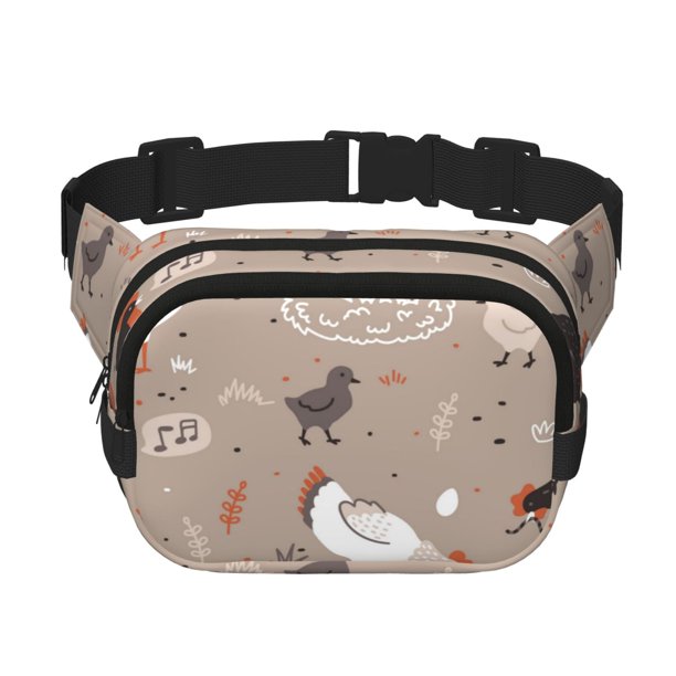 Balery Chicken Mochila Cinturón para Mujeres y Hombres, Bolsa de Cintura Impermeable de Doble Capa con Correa