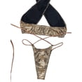 thumbnail image 3 of ZAXARRA Women Two Piece Bikini Suit Snakeskin Cross Halter Tops + Thong, 3 of 4