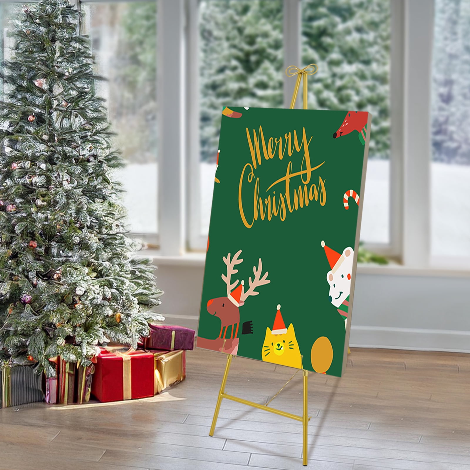 Gold Large Adjustable Floor Standing Easel for Wedding Display Metal Stand