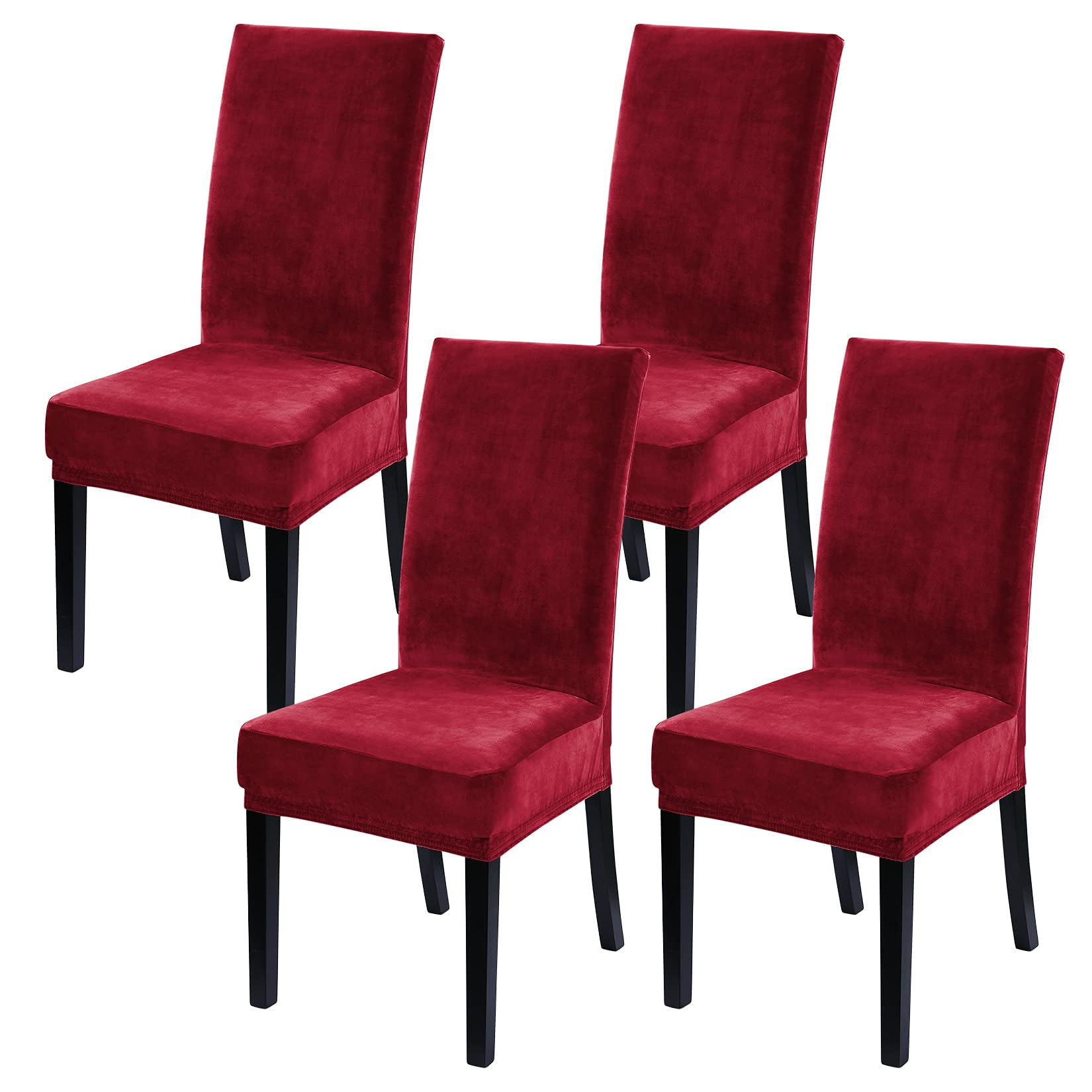 Kitsin Velvet Dining Chair Covers Set of 4, Soft Stretch Velvet Chair