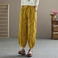 thumbnail image 2 of safuny Women's Plus Size Ankle Banded Capri Cotton Pants Girls Trendy Trousers Retro Solid Color Floral Teen High Rise Casual Comfy Workout Relaxed Yellow XXL, 2 of 6