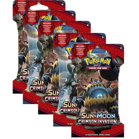 Pokemon Sun and Moon Crimson Invasion 5 Blistered Booster