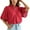 RD3, variant on MIXUE Women Blouses Summer Denim Solid Color Lace Hollow Out V Neck Short Sleeve Stylish Casual Womens Tops Sportswear,Red,S