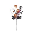 thumbnail image 2 of Halloween Decor, Spooky Halloween Decorations, Halloween Floral, Halloween Party Decorations, 14 Inch Orange Glitter Skull Floral Pick for Dark Themed Halloween Arrangement, 2 of 7