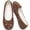 Brown, variant on Knivor Fluffy Ballerina House Slippers for WomenTweed Bow Fleece Lined Non Slip Closed Back Flat Indoor Lounge Slippers