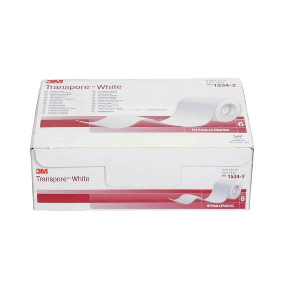 3M Transpore White Medical Tape 2" X 10 Yds. 1534-2, 10 Boxes, 6 Rolls/Box