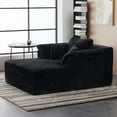 thumbnail image 2 of Leumius Oversized Chaise Lounge Chair Indoor,Corduroy Upholstered Boneless Sofa Bed,Modern Deep Seat Cloud Sofa Couch with Back Cushion and Pillows for Living Room, No Assembly Required,Black, 2 of 11