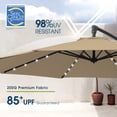thumbnail image 4 of wikiwiki 10FT Solar Patio Offset Umbrella with Base Included, Outdoor Cantilever Umbrella Hanging Umbrellas with Weighted Sandbag Base, Market Patio Umbrella for Backyard, Garden & Deck, Tan, 4 of 5